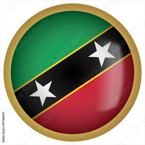 Free Download Saint Kitts and Nevis 3D rounded Flag Button Icon with Gold Frame - GFXLoad