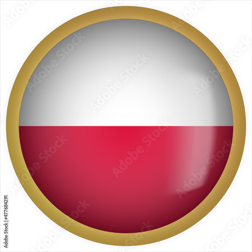 Poland 3D rounded Flag Button Icon with Gold Frame Free Download Poland 3D rounded Flag Button Icon with Gold Frame - GFXLoad
