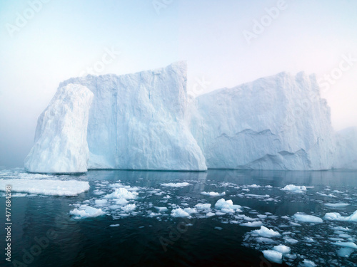 Icebergs on Arctic Ocean in Greenland. Climate Change on Pole region © murattellioglu