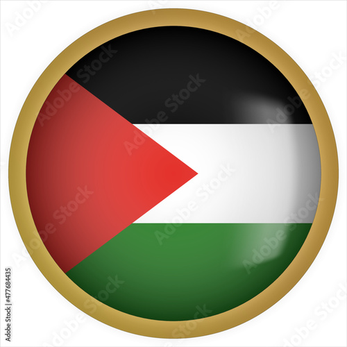 Free Download Palestine 3D rounded Flag Button Icon with Gold Frame - GFXLoad