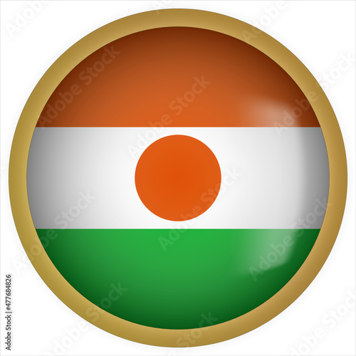 Niger 3D rounded Flag Button Icon with Gold Frame Free Download Niger 3D rounded Flag Button Icon with Gold Frame - GFXLoad