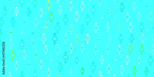 Light Blue  Green vector pattern with feminism elements.