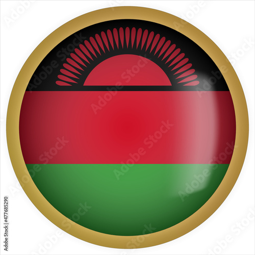 Free Download Malawi 3D rounded Flag Button Icon with Gold Frame - GFXLoad