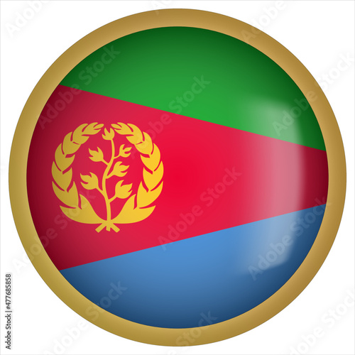 Free Download Eritrea 3D rounded Flag Button Icon with Gold Frame - GFXLoad