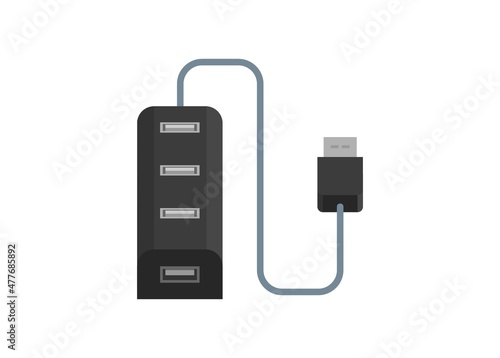 USB port hub. Simple flat illustration.