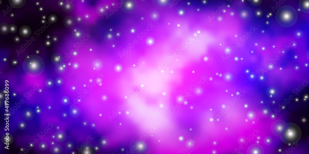 Obraz premium Dark Purple vector texture with beautiful stars.