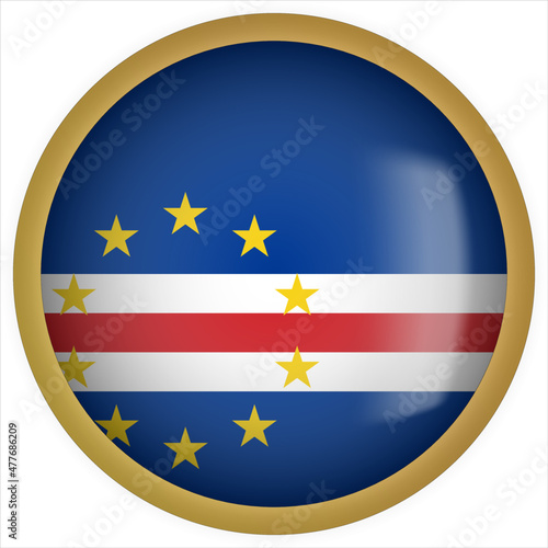 Free Download Cape Verde 3D rounded Flag Button Icon with Gold Frame - GFXLoad