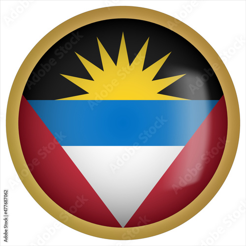 Free Download Antigua and Barbuda 3D rounded Flag Button Icon with Gold Frame - GFXLoad