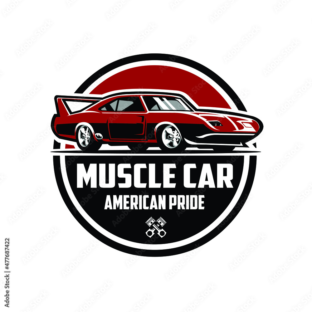 Muscle car circle emblem logo design. Best for car enthusiast related business