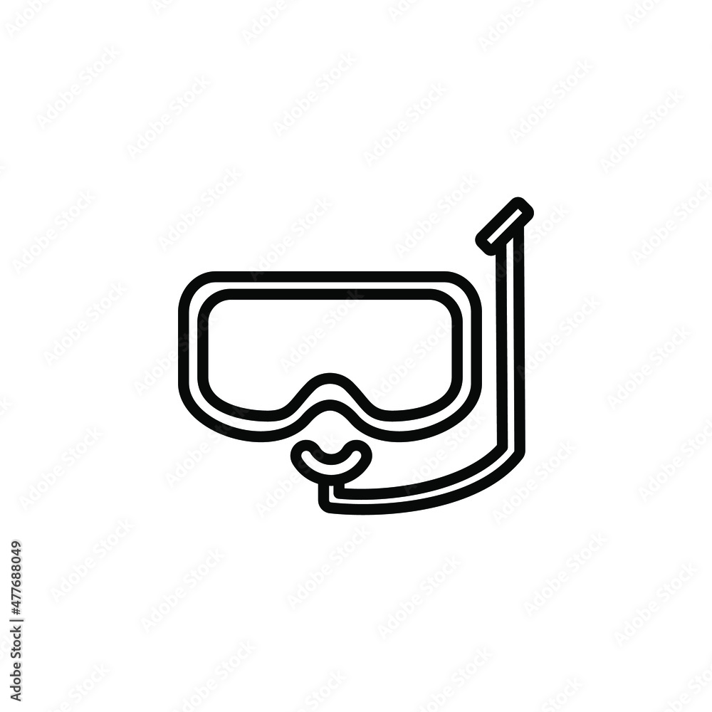 Diving Mask, Snorkel, Swimwear, Snorkelling, Scuba, Diver, Goggles Line Icon, Vector, Illustration, Logo Template. Suitable For Many Purposes Diving Mask, Snorkel, Swimwear, Snorkelling, Scuba, Diver, Goggles Line Icon, Vector, Illustration, Logo Template. Suitable For Many Purposes
