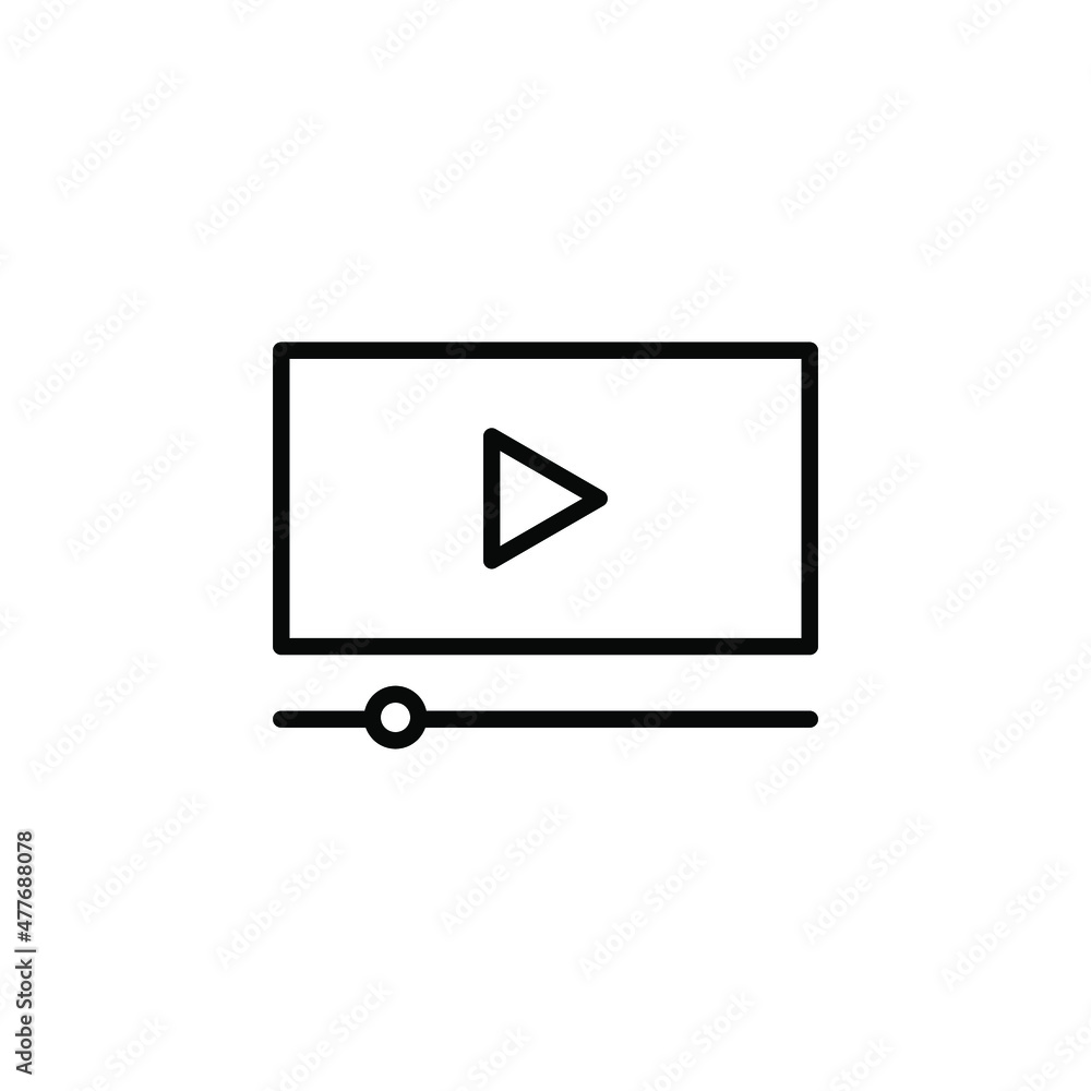Video, Play, Film, Player, Movie Line Icon, Vector, Illustration, Logo Template. Suitable For Many Purposes