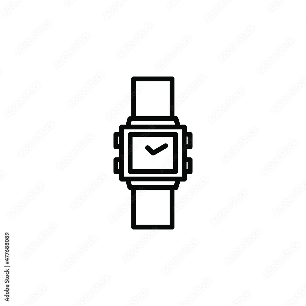 Watch, Wristwatch, Clock, Time Line Icon, Vector, Illustration, Logo Template. Suitable For Many Purposes Watch, Wristwatch, Clock, Time Line Icon, Vector, Illustration, Logo Template. Suitable For Many Purposes