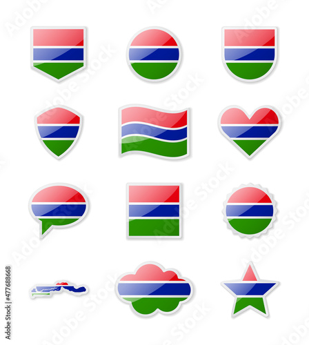 Free Download Gambia - set of country flags in the form of stickers of various shapes. - GFXLoad