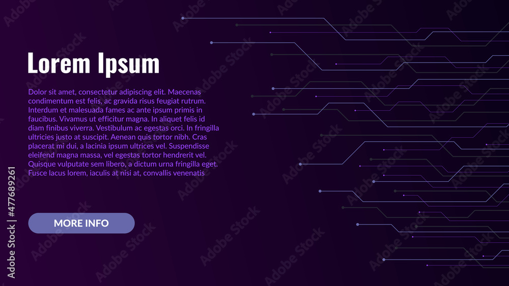 Vector abstract background on the theme of digital technology, future, cyberpunk. Dark background with very pery lines computer elements. Banner template design for web, copyspace. Vector abstract background on the theme of digital technology, future, cyberpunk. Dark background with very pery lines computer elements. Banner template design for web, copyspace.