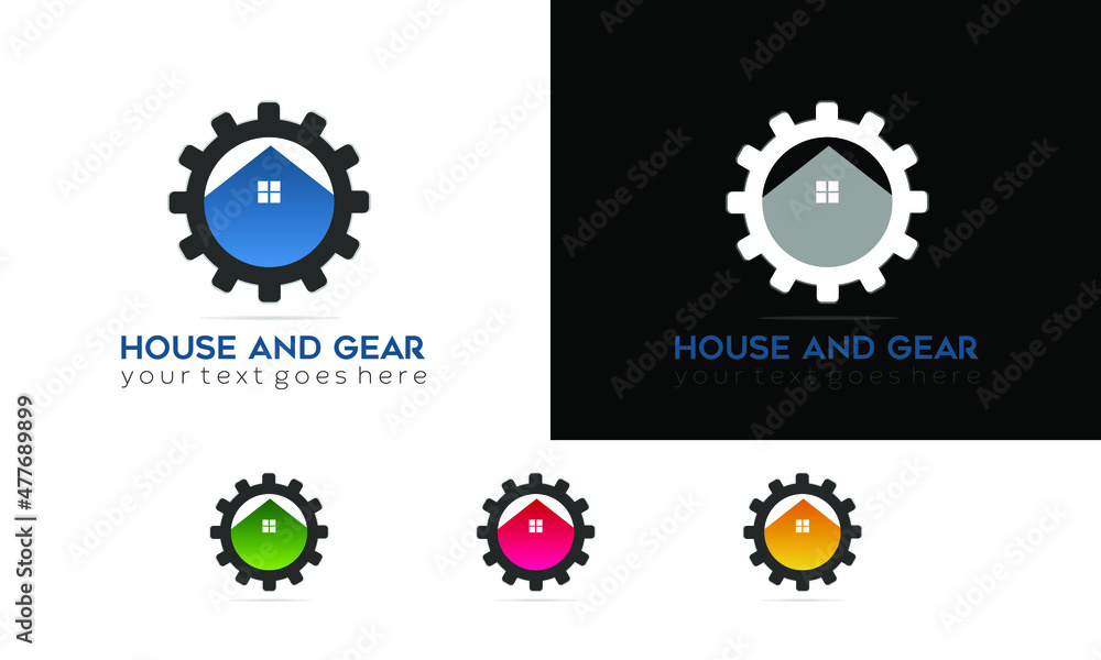 house and gear logo template design vector concept house and gear logo template design vector concept