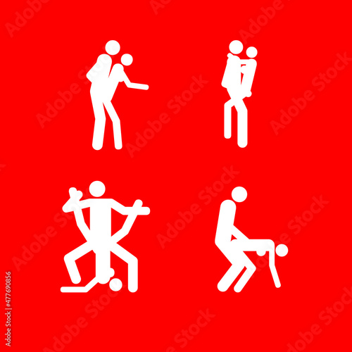 Cartoon Different Sex Poses or Position Couple Set. Stand sex icon