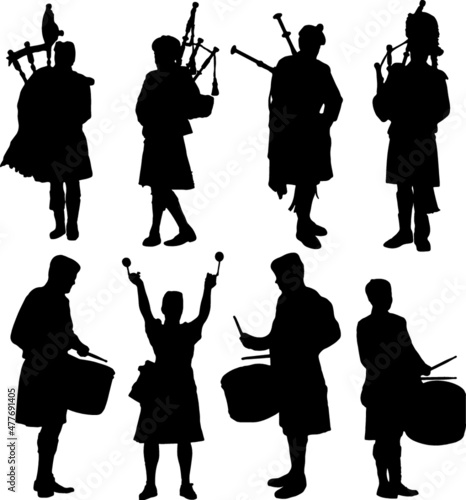 Bagpipes and Drummers Silhouette Pack