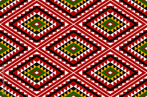 Geometric ethnic oriental seamless pattern traditional Design for background,carpet,wallpaper.clothing,wrapping,Batik fabric,Vector illustration.embroidery style - Sadu, sadou, sadow or sado