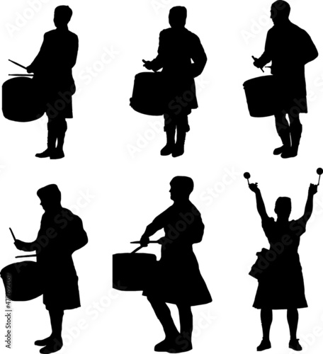 Marching Pipe Band Drummers Silhouette Pack