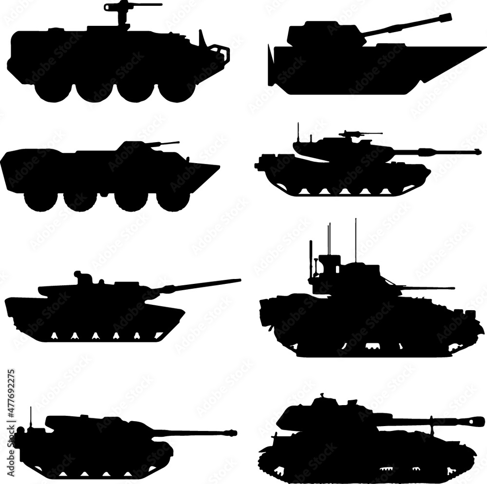 Military Army Tanks Silhouette Pack