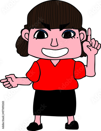 漫画風カラー正面向き女性の立ち姿