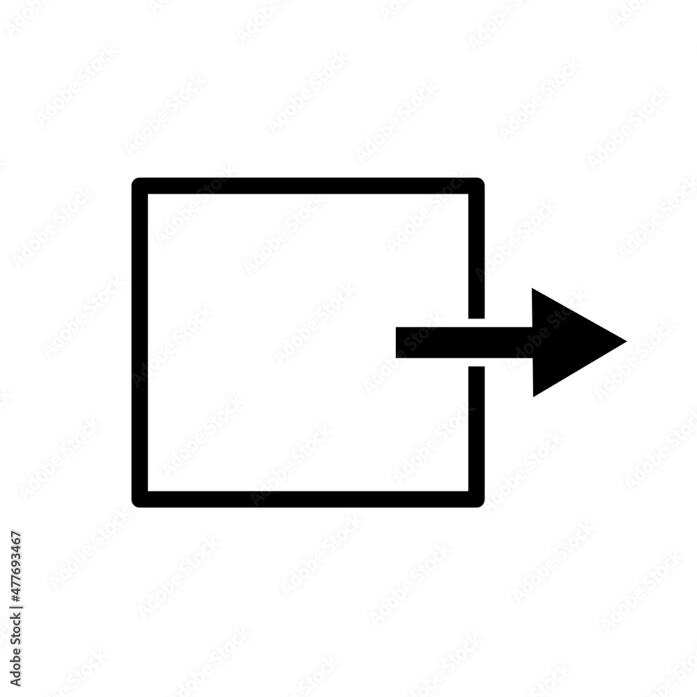 Exit arrow icon. Safety background. Silhouette shape. Flat sign. App button. Line art. Vector illustration. Stock image. Exit arrow icon. Safety background. Silhouette shape. Flat sign. App button. Line art. Vector illustration. Stock image.
