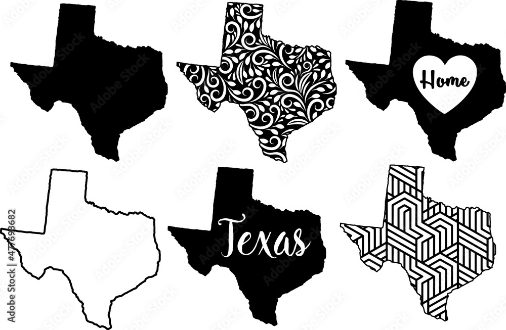 Texas Map Shape Pack Stock Vector | Adobe Stock