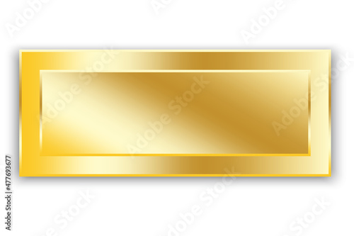 Golden plate icon. Name tag. Rectangular shape. Realistic design. Gradient effect. Vector illustration. Stock image.