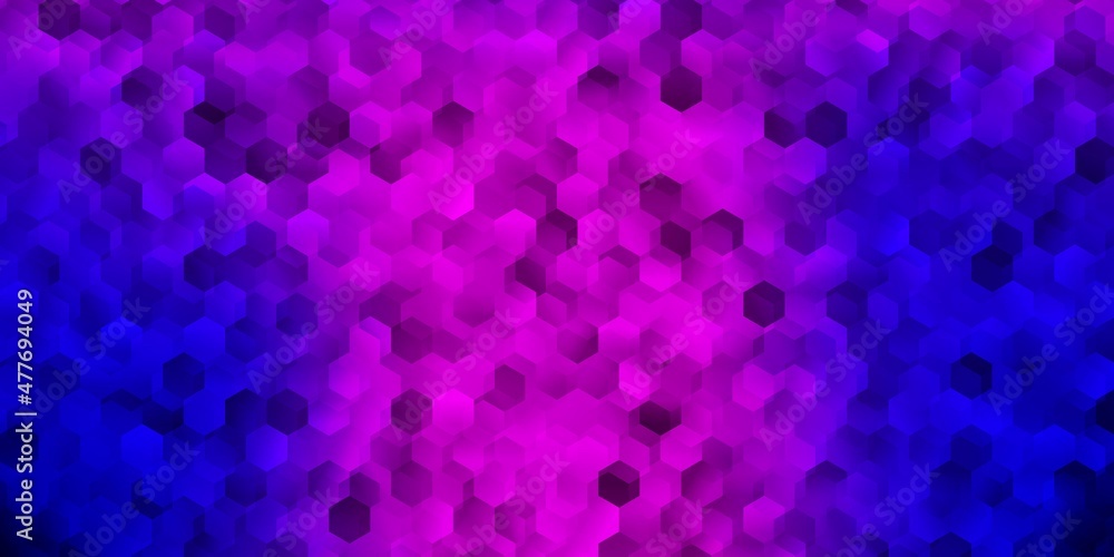 Light purple, pink vector backdrop with a batch of hexagons. Light purple, pink vector backdrop with a batch of hexagons.