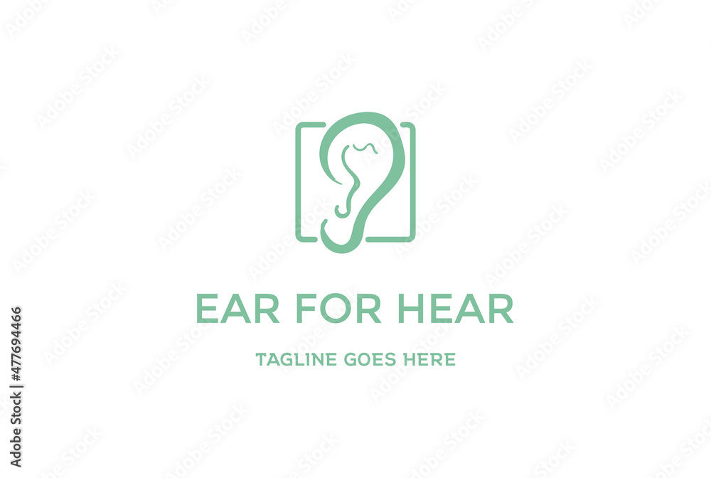 Simple Minimalist Human Ear for Clinic Care Logo Design Vector