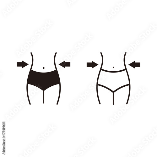 Women waist, weight loss, diet, waistline icon sign