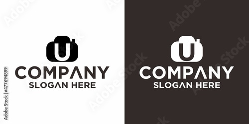 Letter U camera logo design simple minimalist