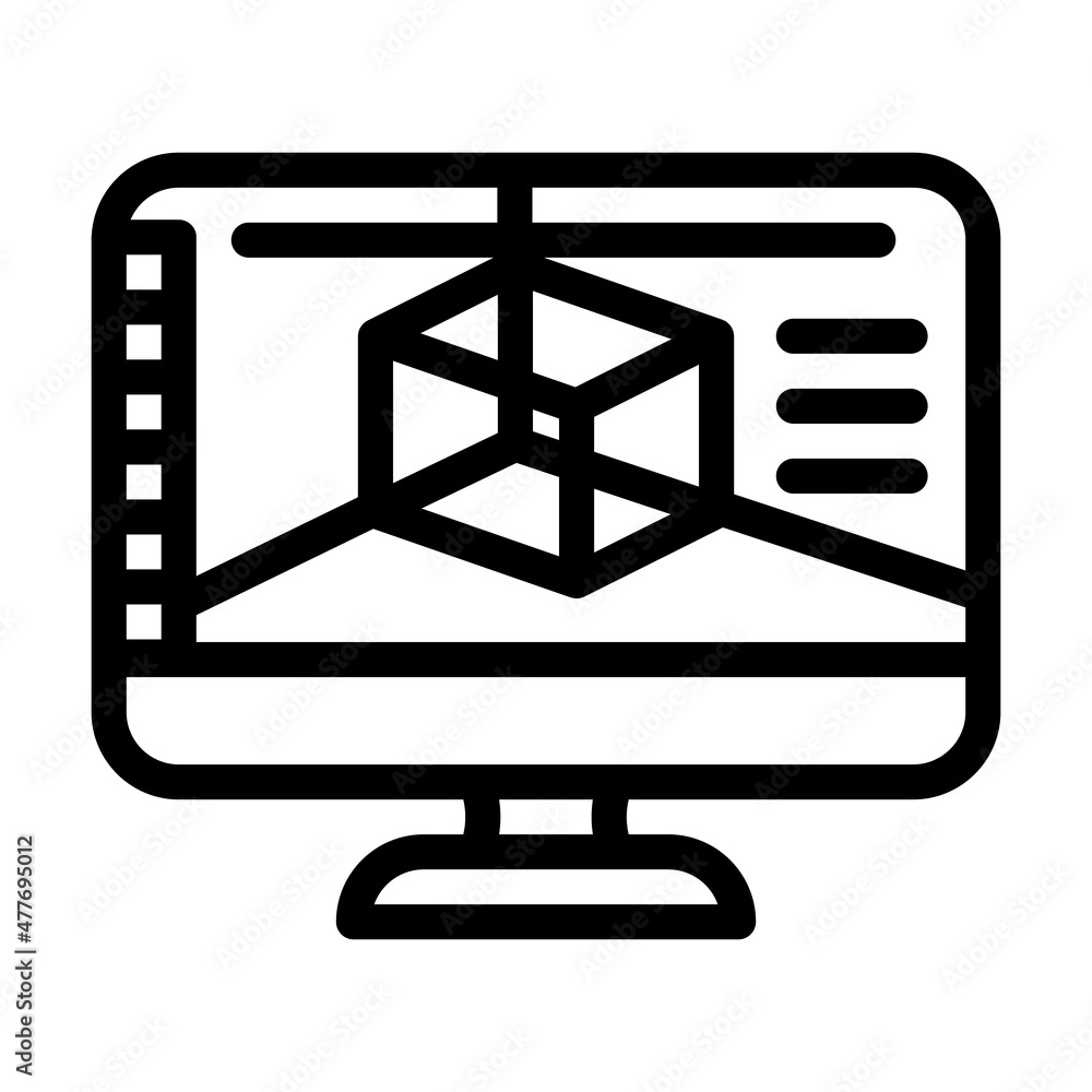 3d software line icon vector. 3d software sign. isolated contour symbol black illustration 3d software line icon vector. 3d software sign. isolated contour symbol black illustration