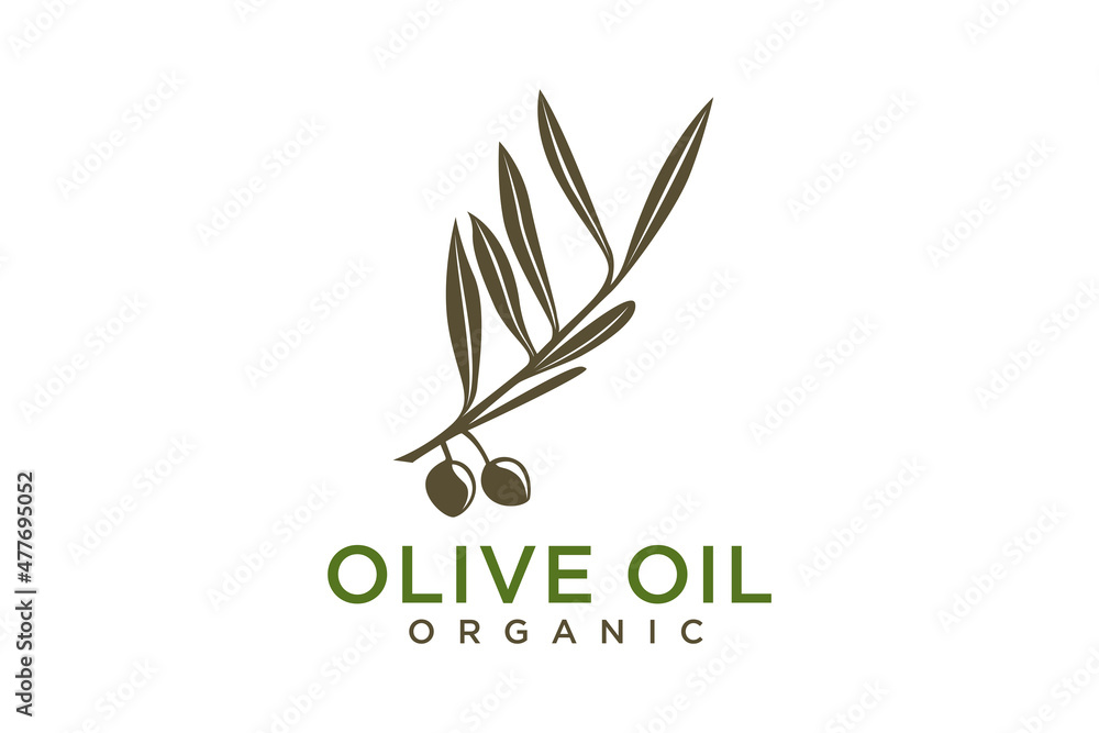 Natural Herbal Olive Oil Plant, Olive Leaf Flower logo design