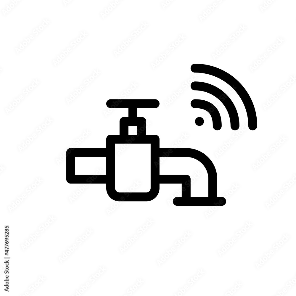 Smart faucet wifi connection. Internet of things, smart home technologies. Pixel perfect, editable stroke icon Smart faucet wifi connection. Internet of things, smart home technologies. Pixel perfect, editable stroke icon