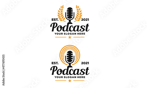 Cool and old podcast logo vintage