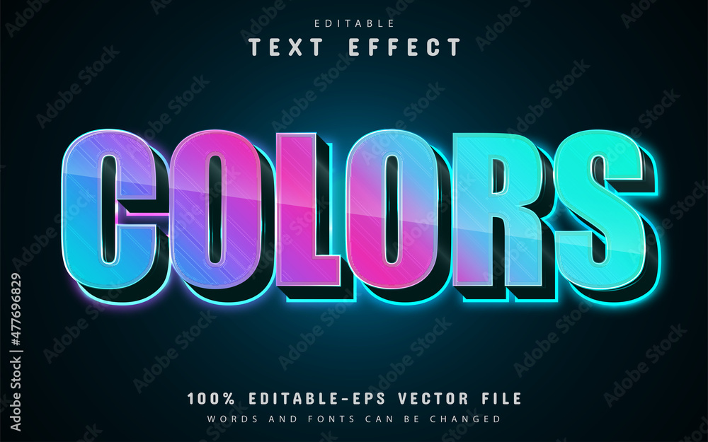 Color glowing text effect editable