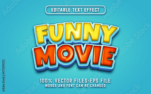 funny movie cartoon style text effect. editable text effect premium vectors