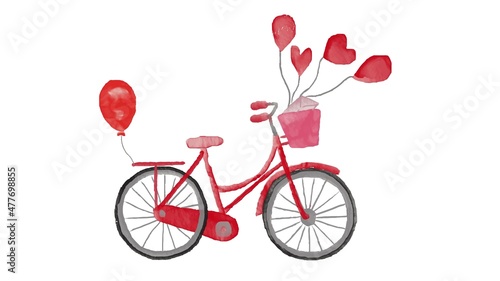 valentine cycle watercolor illustration, valentine gift, watercolor cycle clipart © Pro Designer 1