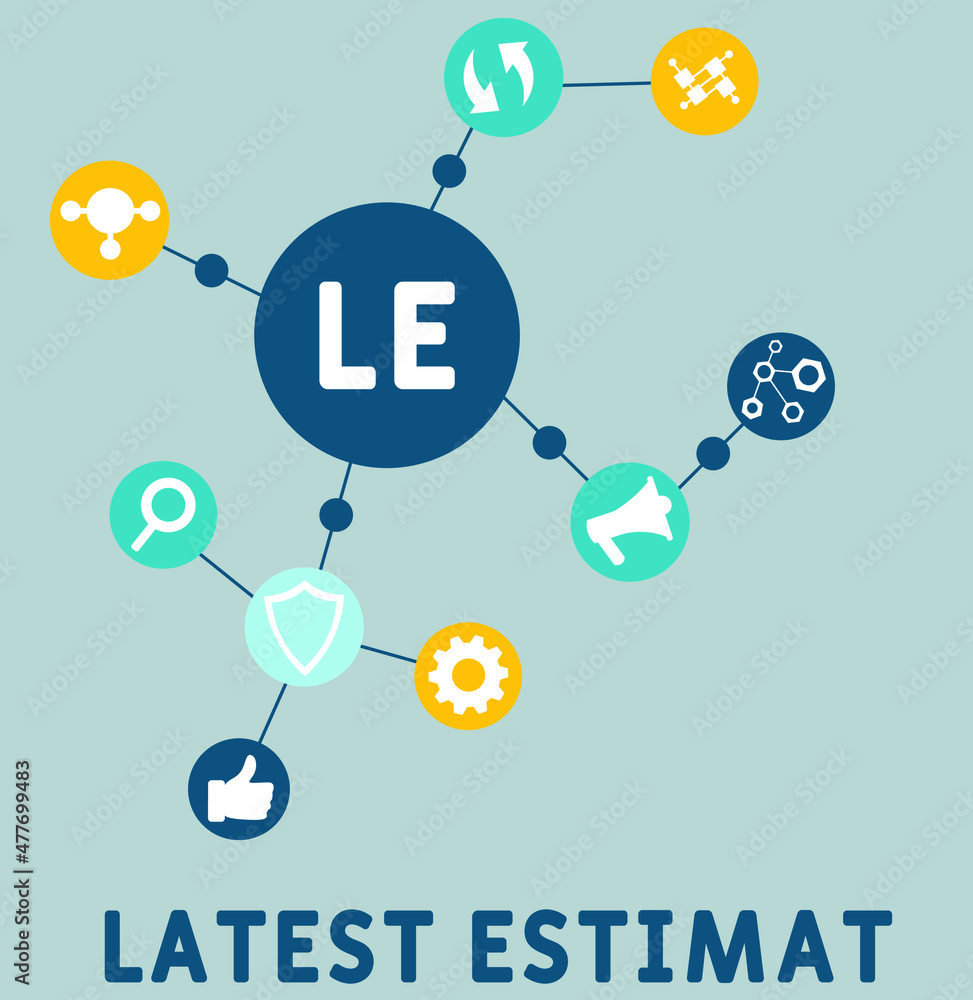LE - Latest Estimat acronym. business concept background. vector illustration concept with keywords and icons. lettering illustration with icons for web banner, flyer, landing pag LE - Latest Estimat acronym. business concept background. vector illustration concept with keywords and icons. lettering illustration with icons for web banner, flyer, landing pag