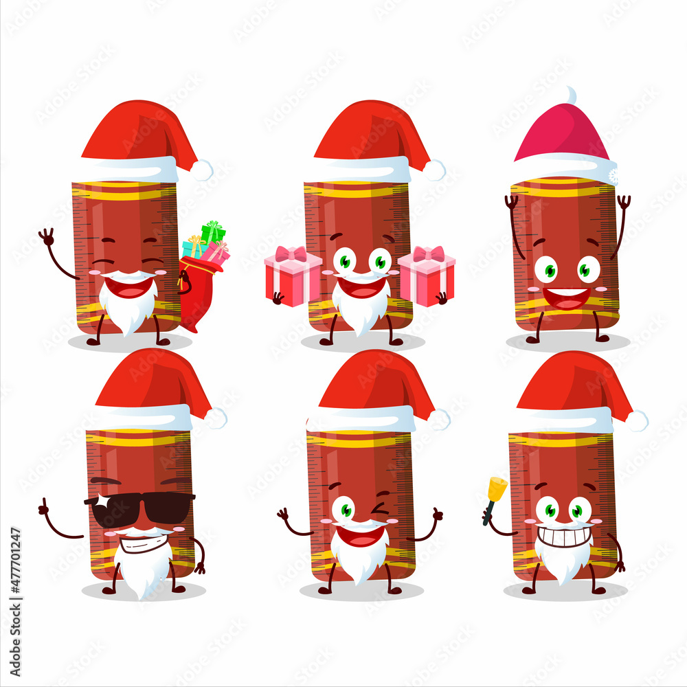 Santa Claus emoticons with red ruler cartoon character