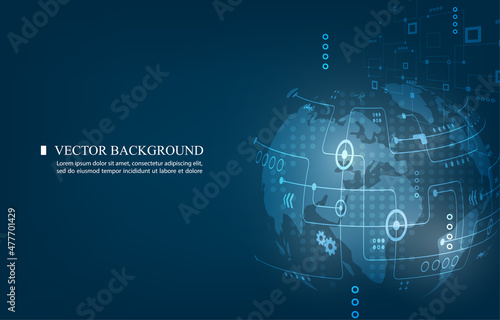 Futuristic globalization interface technology vector background