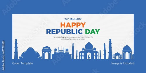 Fototapeta Happy republic day cover page design template.