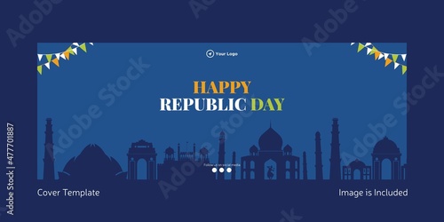 Fotografie, Obraz Happy republic day cover page design template.