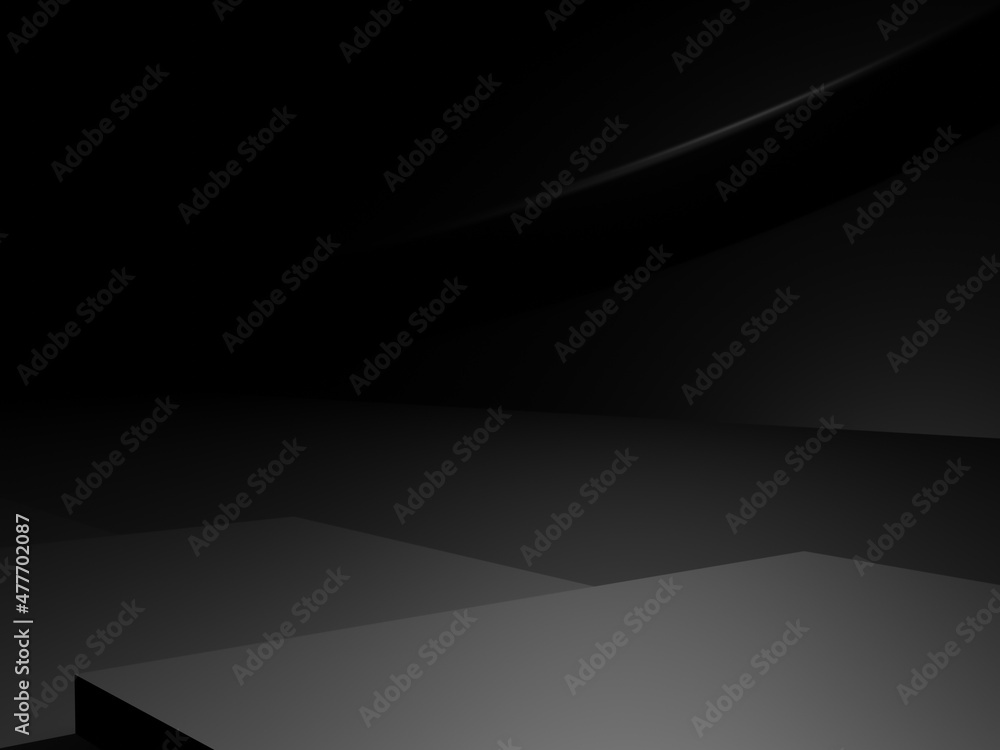 3D black geometric product podium. Dark room background. 3D black geometric product podium. Dark room background.