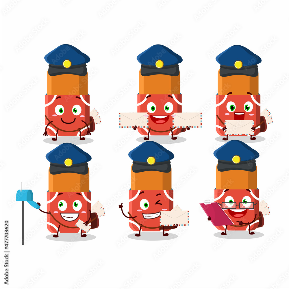 A picture of cheerful red eraser postman cartoon design concept A picture of cheerful red eraser postman cartoon design concept