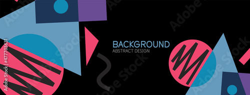 Abstract background. Blocks, lines, triangles, circles composition. Techno or business concept for wallpaper, banner, background, landing page