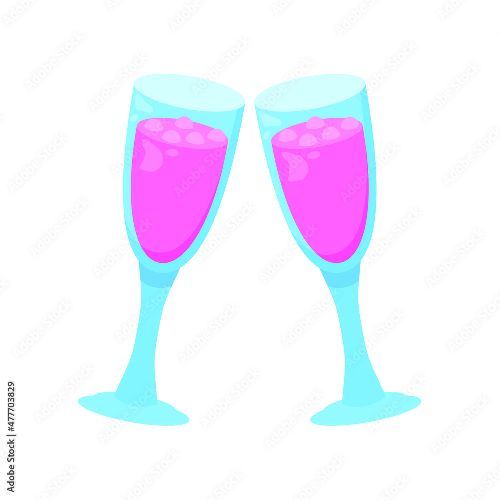Abstract Flat Cartoon Christmas Glasses With Alcohol Xmas Happy New Year Vector Design Style Element Isolated Protection Concept Abstract Flat Cartoon Christmas Glasses With Alcohol Xmas Happy New Year Vector Design Style Element Isolated Protection Concept