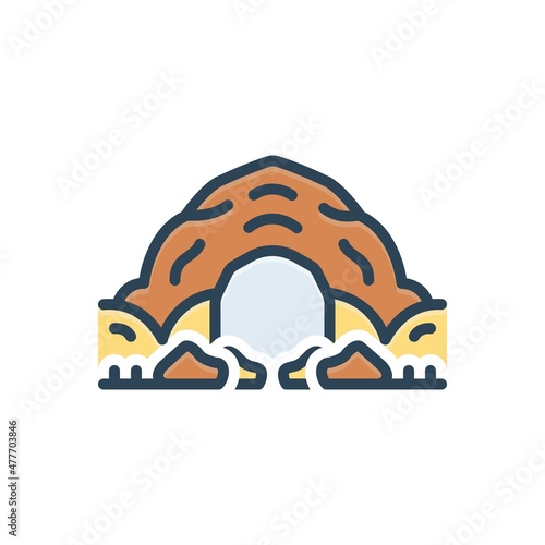 Color illustration icon for den cave