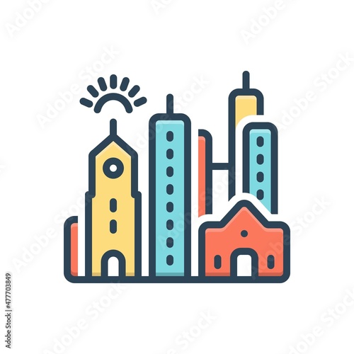 Color illustration icon for frankfurt